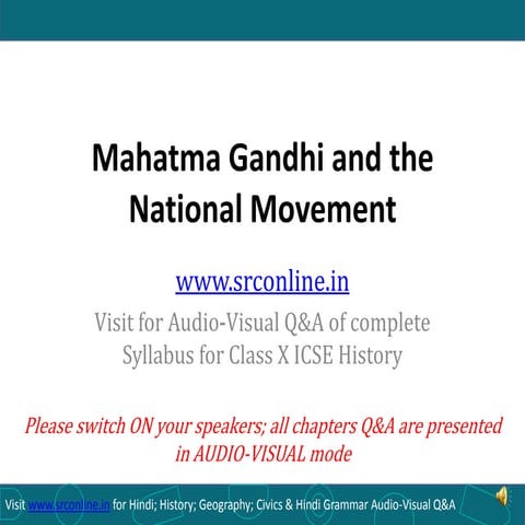 ICSE Class X History - Mahatma Gandhi and National Movement 