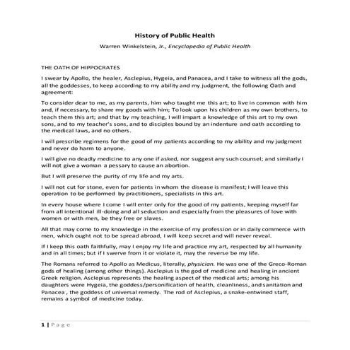 History of public health