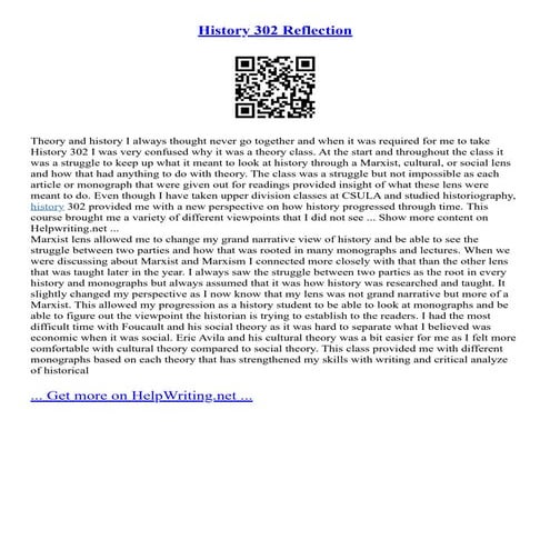 History 302 Reflection