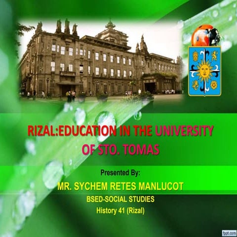 Rizal: Education in the University of Santo Tomas