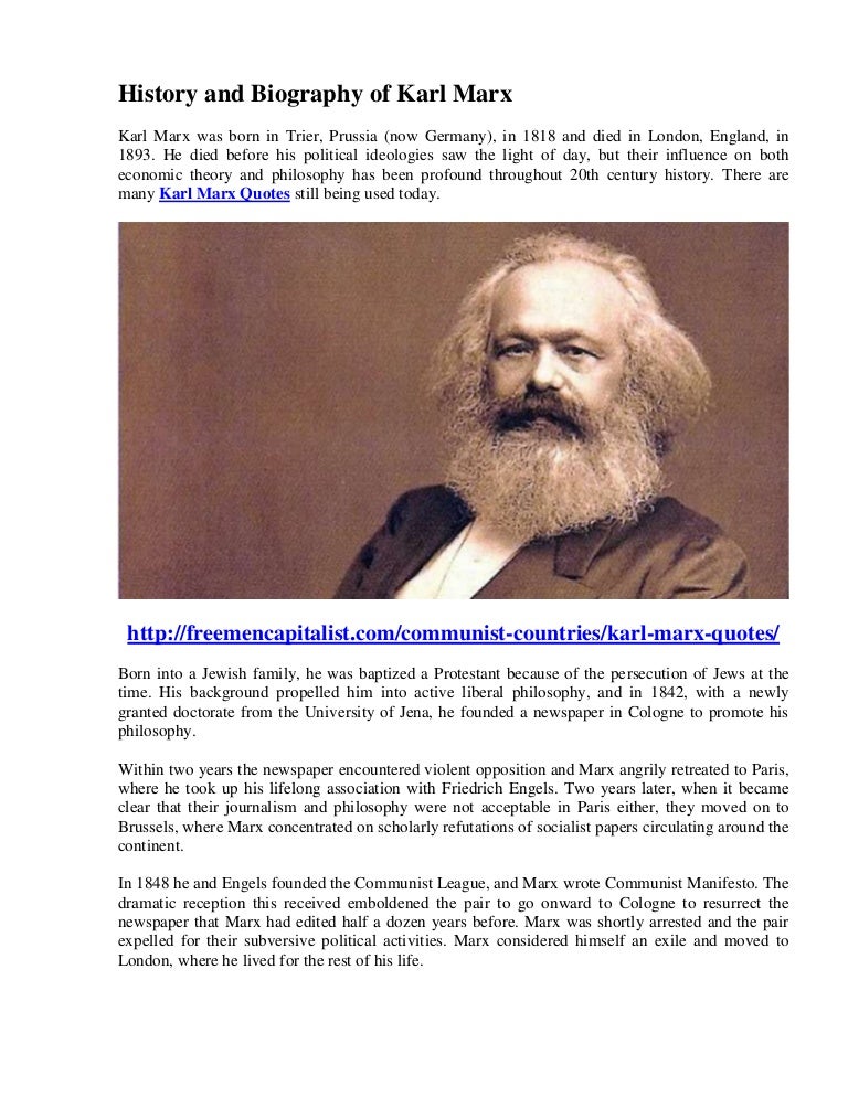 karl marx brief biography