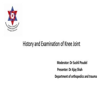 History and examintion of knee joint slideshare