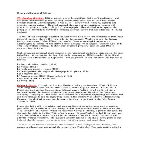 Creative Media BTEC- "History & Purpose of Editing" 