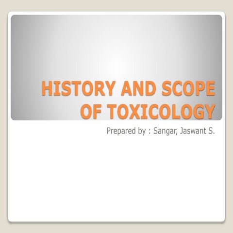 History and scope of toxicology