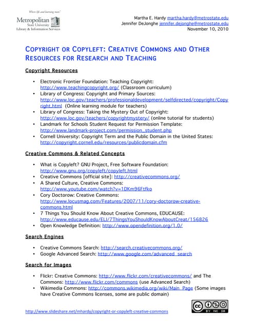 History day Creative Commons Resources Handout