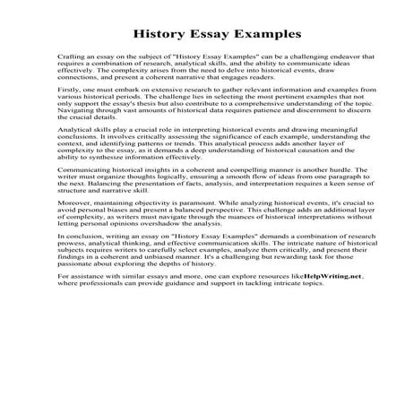 History Essay Examples. The University of Texas at Tyler