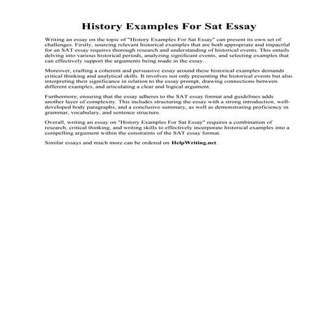 History Examples For Sat Essay. How to prepare for sat essay writing
