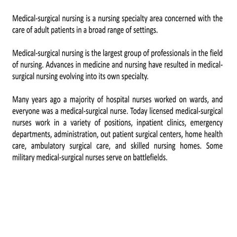 History medical surgical nursing