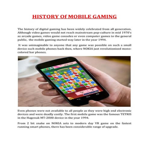 HISTORY Of MOBILE GAMING