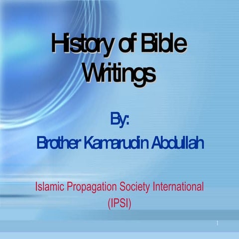 History Of Bible Writings