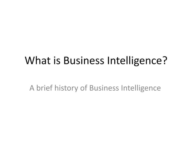 History of Business Intelligence