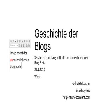 Geschichte von Blogs und Blogging
