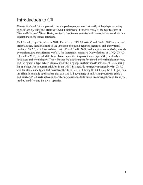 History of c# | PDF