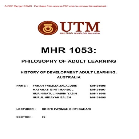History of Development AL in  Australia