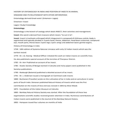 History of entomology