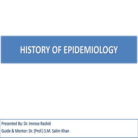 History of epidemiology