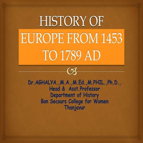 History of europe from 1453 to 1789 ad