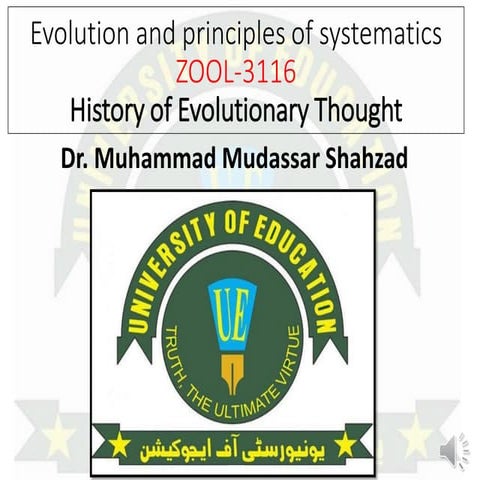 History of evolutionery thought