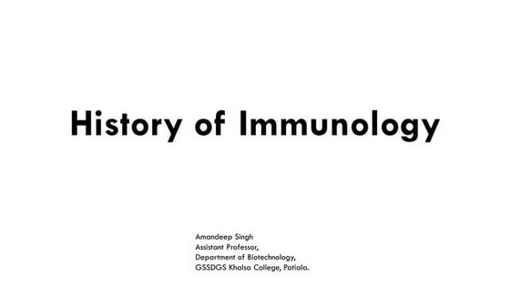 Brief history of immunology | PPT