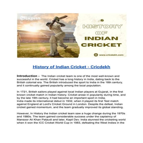 History of Indian Cricket - Cricdekh.pdf