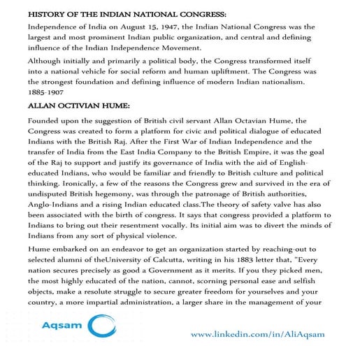 History Of Indian National Congress - Detailed Information | PDF