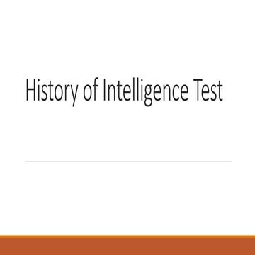 History of intelligence test