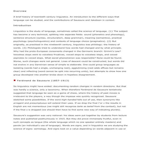 History of linguistics overview