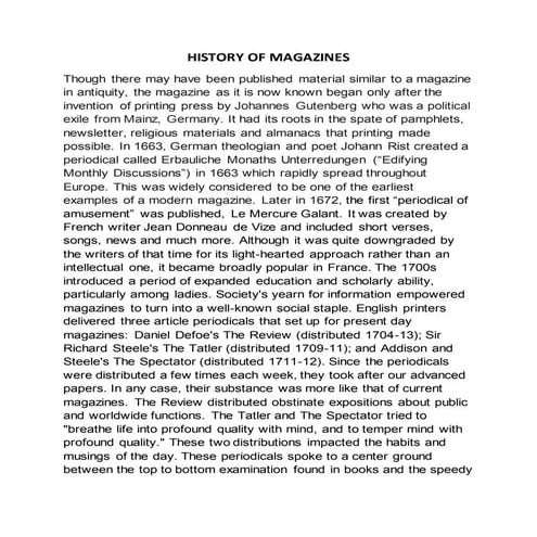 History of magazines | PPTX