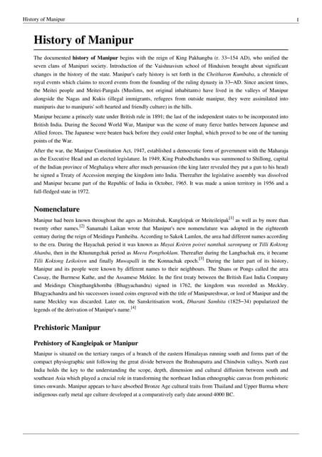 History of manipur