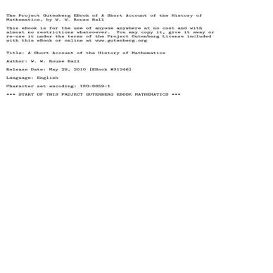History of mathematics W. W. Rouse Ball 