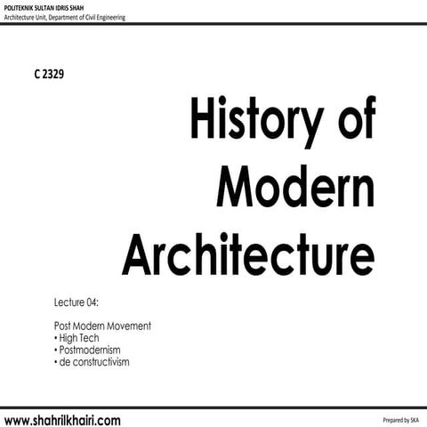 modernism- Modern and post modern Architecture | PDF