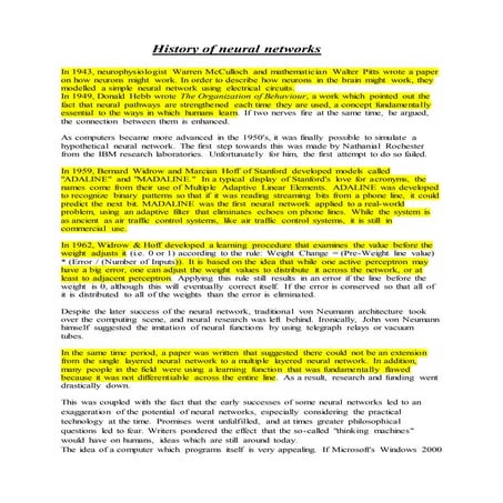 History of neural networks 