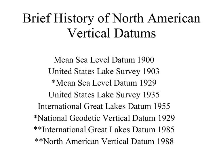 History Of North American Vertical Datums
