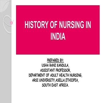 History of nursing in india.