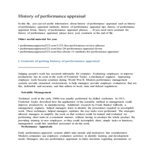 History of performance appraisal