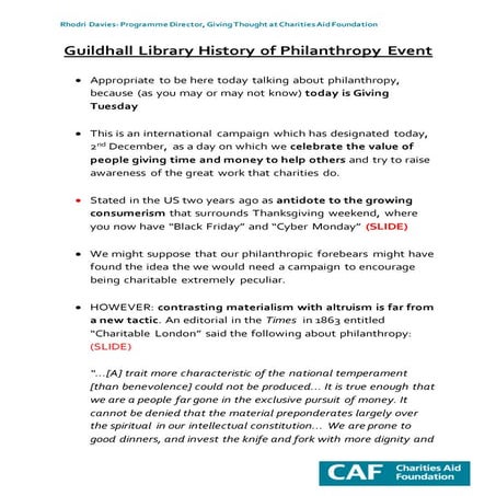 History of philanthropy in city of london  guildhall library event