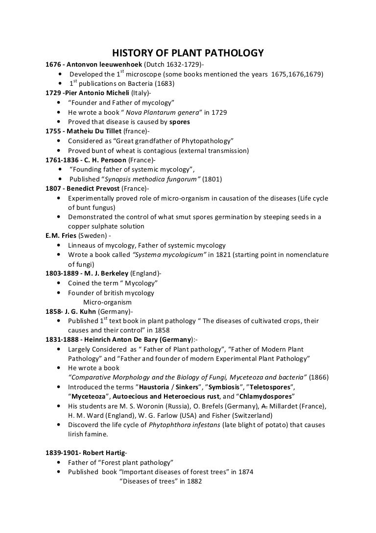 History of plant pathology (student material)