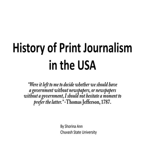 History of print journalism in the usa