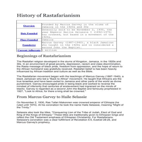 History of rastafarianism | PDF