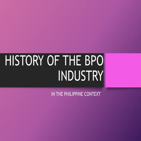 History of the BPO Industry in the Philippines