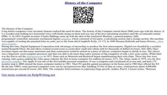 History Of The Computer