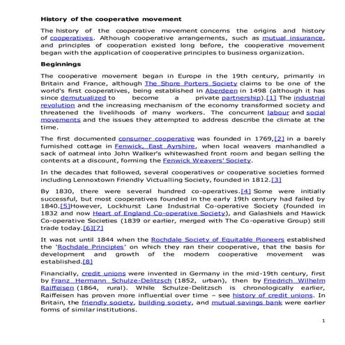 History of the cooperative movement