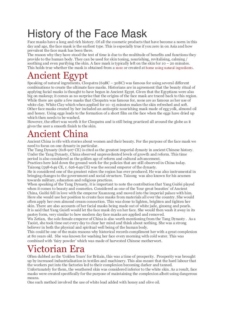 History of the Face Mask