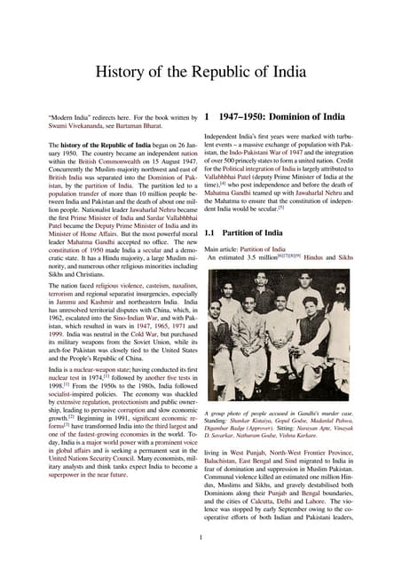 History of the republic of India