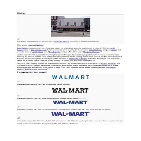 History of walmart