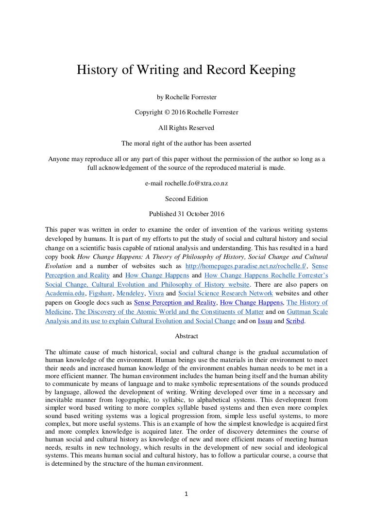 History of writing and record keeping