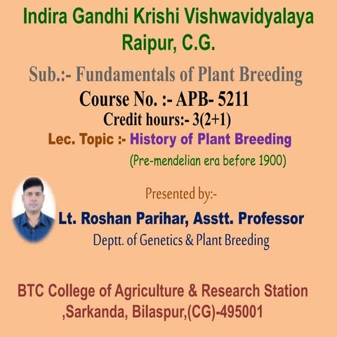 History of  plant breeding