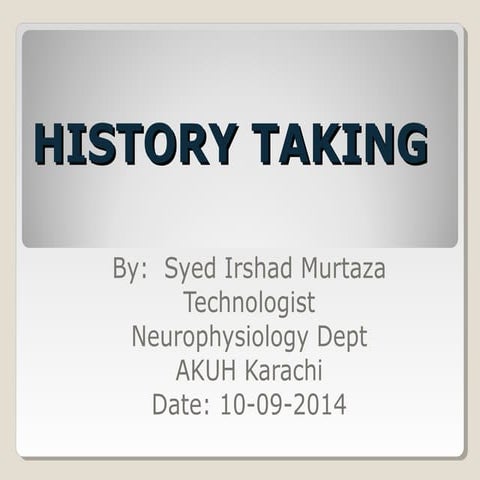 EEG History taking . (By Murtaza)
