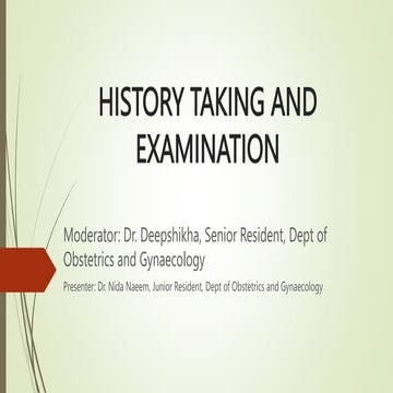 History taking and examination Obstetrics and Gynecology