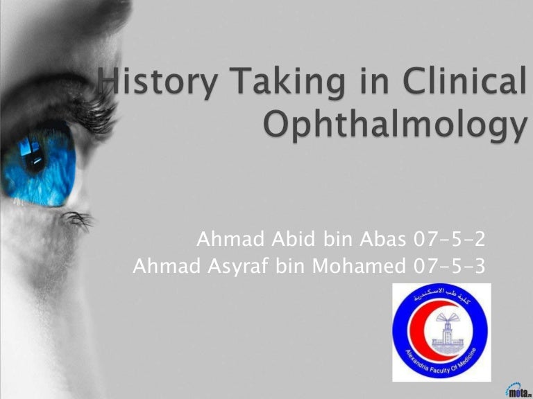 History taking in clinical ophthalmology